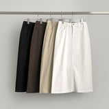 H-line Loose Back Slit Cotton Long Skirt