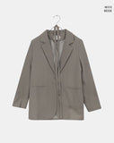 [Belt SET] Vichy Lapel Collar Overfit Blazer Jacket