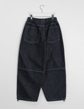 [unisex] Tenconi banding string parachute balloon raw denim pants