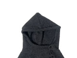[Fleece/Sleeves Button] Rambo Brushed High Neck Ribbed Button Hood Knit