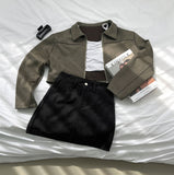 Suede Collar Crop Jacket
