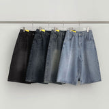 Casual Banding Knee Length Bermuda Denim Shorts
