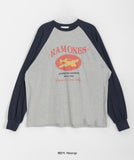 Lalos Printed Color Scheme Ribbed Long Sleeve Tee