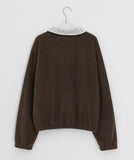 Kedon Flower Color Matching Fleece Sweatshirt