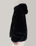Hoodie silky fur jacket