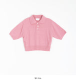 Tadol Bookle Collar Crop Short Sleeve Knit