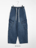 [unisex] Lumi banding snap wide cargo denim pants