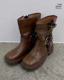 Fournette Western Chain Belt Leather Ankle Middle Boots