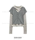 Or Stripe Layered SET - Short Sleeve, Hood