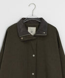 [BAONHAUS] Kitft Flower Corduroy Color Matching Collar Bomber Jacket