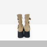 Ine Suede Buckle Platform Boots