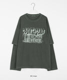 [unisex] Leoni printing layered over long sleeve tee