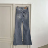 Back Pocket Slim-Fit Bootcut Span Denim Pants