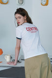 BUTTON CROP Ringer Tee