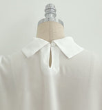 Netel Half-Neck Shirring Short Sleeve Blouse