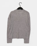 Miken shoulder slit button wool long sleeve T-shirt