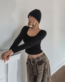 [U-BASIC] Tena Square Basic Long Sleeve T-shirt (with cup)