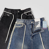 Side Surgery Point Hip Point Long Wide Denim Pants