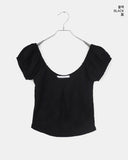 Kiha lace see-through puff crop short-sleeve T-shirt