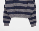 Yanky Stripe Deep U-Neck Layered Knitwear