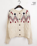 Away Wool Vintage Nordic Jacquard Knit Cardigan