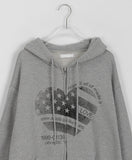 Melka Heart Printing Hood Zip-Up
