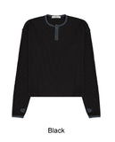 Leto Waffle Henley Neck Ringer Tee