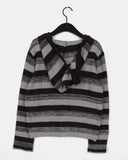 Blon Stripe Color Matching Slim Fit Hood Knit