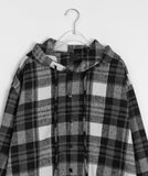 [unisex] Kudeni Peach Fuzz Check Hood Shirt