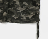 Ray Camo Number Print Off Shoulder Shirring Short Sleeve T-Shirt