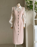 Robarue Shirred Collar Color Matching One Piece