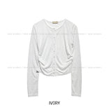 Leah Side Pintuck Ribbed Cardigan