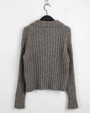 [MADE] Foundy Wool Ribbon Strap Collar Ribbed Long Sleeve Knit