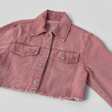 Vintage Washing Pocket Crop Denim Jacket