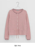 Minbako String Stripe Fleece Round Cardigan