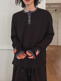 Kinji Waffle Henley Neck Warmer Long Sleeve T-shirt