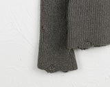 Lafen Angora Side Slit Damage Long Sleeve Knit