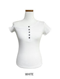 Needs ribbed button unbalanced shoulder t-shirt