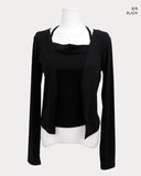 [Fake Layered] MIEM Layered Halter Sleeveless Cardigan