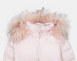 Eru Shibori fur hooded zip-up short padding