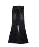 Longdi Bootcut Black Blue Washing Denim Pants