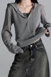 Hooded Eyelet Knitwear
