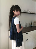 [Bag set] Palan Dot Frill Layered Sleeveless Set
