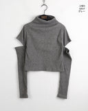 Nikun Brushed Slit Turtleneck Long Sleeve T-Shirt