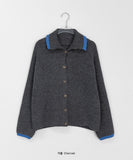 Koteni color matching high neck knit cardigan