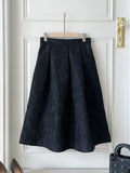 Dier Flower Jacquard Banding Flare Skirt