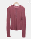 Pirun Tencel Layered Button Long Sleeve T-shirt