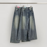 Curved Cut Wide Fit Denim Pants