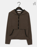 Veld Stripe Button Brushed Hood T-shirt