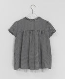 Qubin Layered Check Frill Short Sleeve Blouse